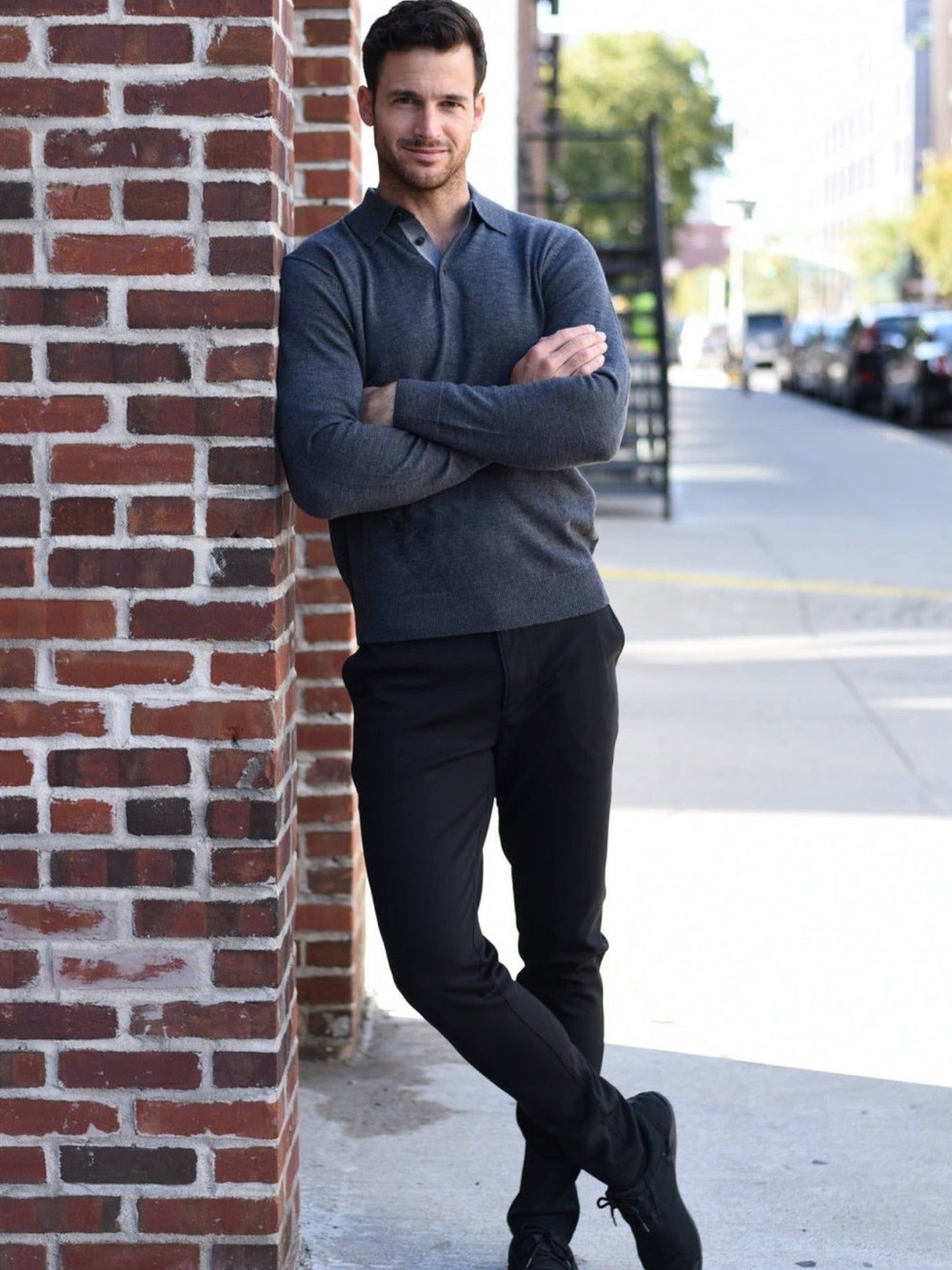 Raffi Charcoal V-Neck Merino Wool Sweater